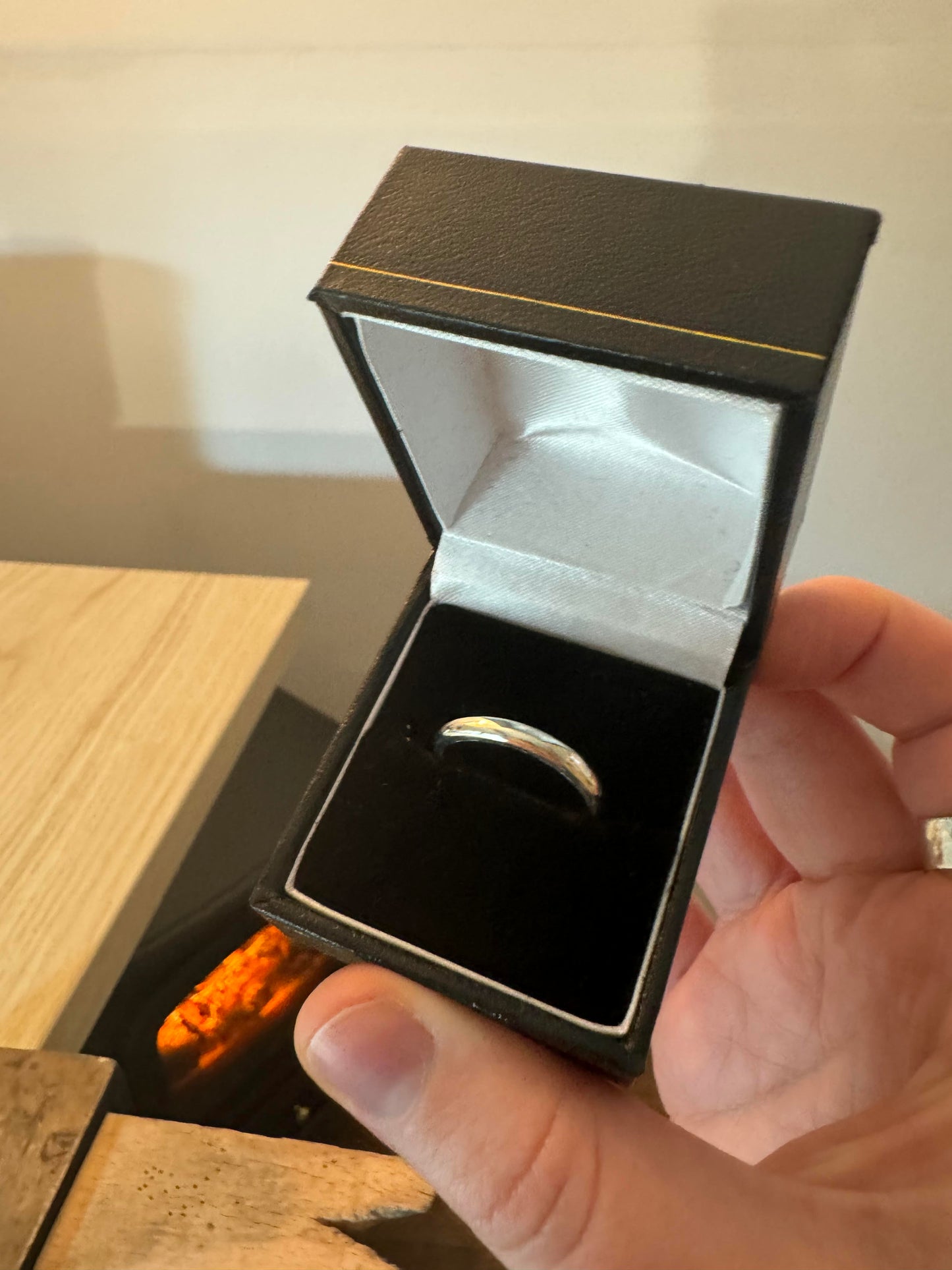 9ct White Gold-D Shape Wedding Ring